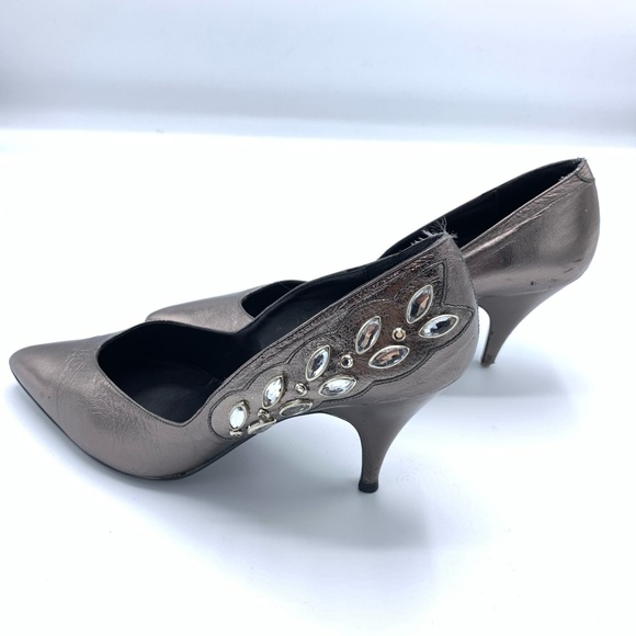 TOTAR Vintage BRONZE RHINESTONE HIGH HEEL PUMPS - Picture 3 of 11